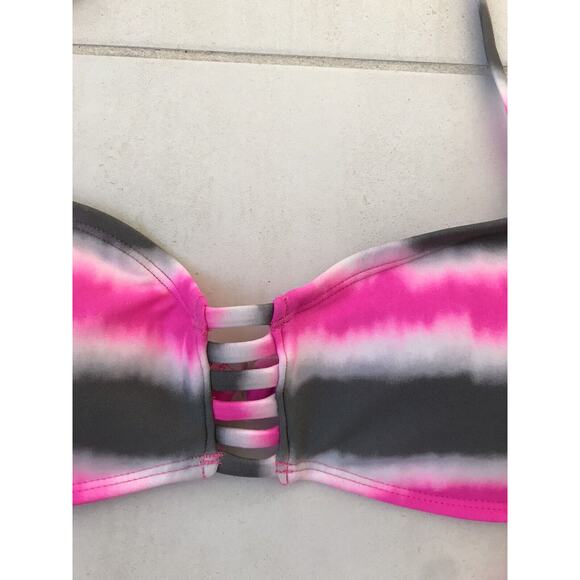 Malibu Dream Girl Multicolor Padded Striped Bikini Set Swimsuit - Picture 2 of 9